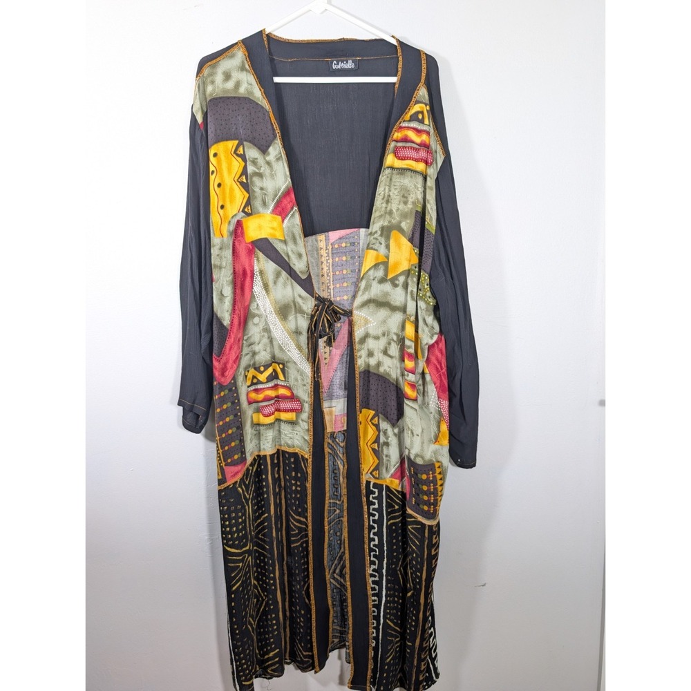 Gabrielle Boho‎ Geometric Duster Kimono Open Front Cover up